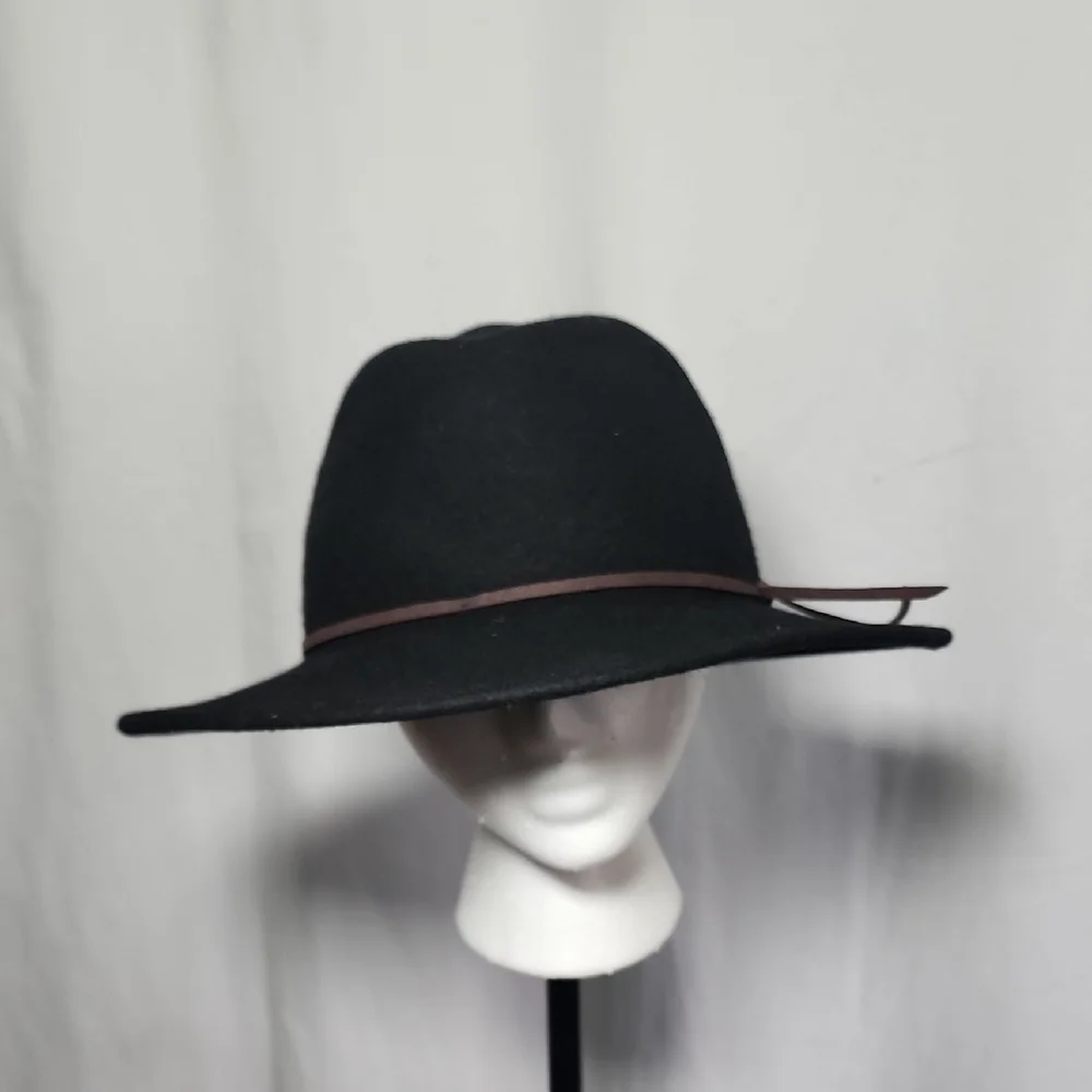 Wool  Black Fedora with Brown Band